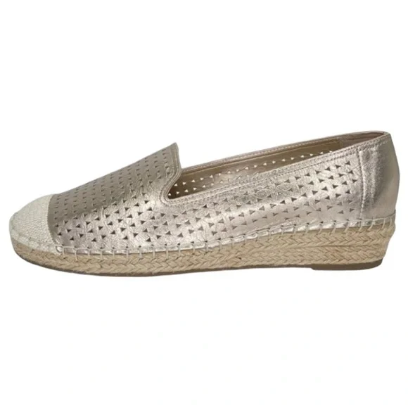 Bella Vita Womens Loafers 8.5M Channing Champagne Perforated Leather Jute - Picture 3 of 12